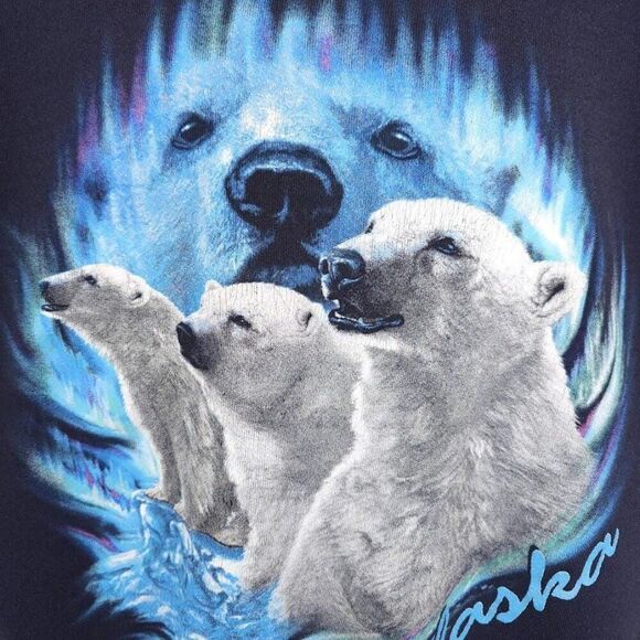 Vintage Alaska Polar Bears Sweatshirt Mens Size Medium Blue 90s Princess Cruises - Picture 2 of 7